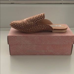 Studded blush pink mule slides